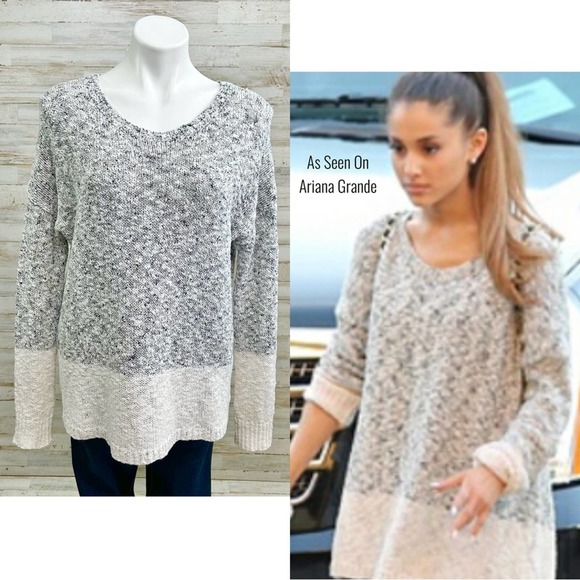 Vince Sweaters - Vince Marble Cotton Linen Blend Sweater Women’s Size M Marled Cream Colorblock